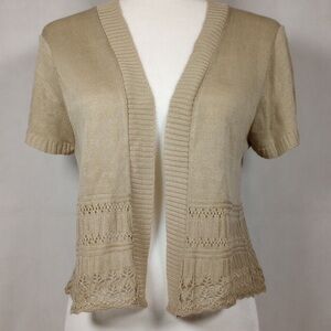 Liz Claiborne Beige Short Sleeve Cardigan